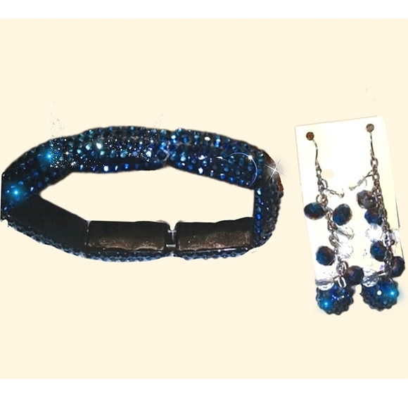 Blue Beaded Sparkly Earrings, Bracelet & Necklace - Picture 3 of 16